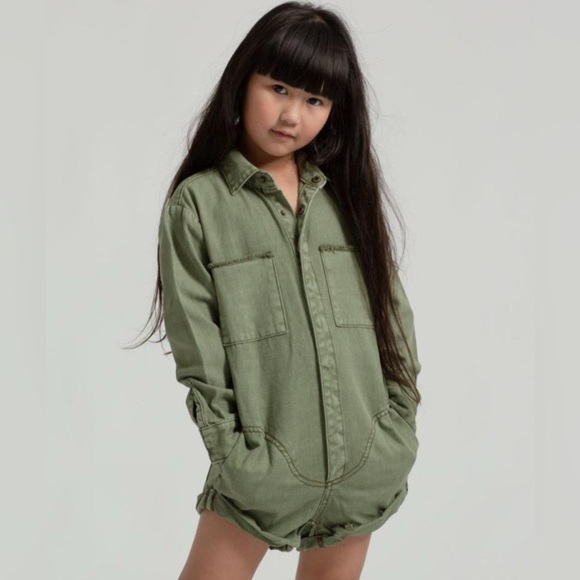 🌴 One Teaspoonon NWT GIRLS Prophecy Jumpsuit Pockets Khaki Sz 6/7 - Picture 2 of 9